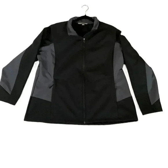 Port Authority Black Grey Colorblock Full Zip Soft Shell Jacket Womens 3XL - Picture 1 of 6
